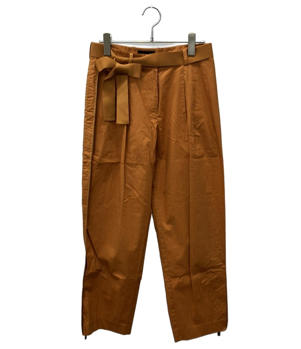 Emporio Armani テーパードパンツ ライン タック 裾ジップ グログランリボン レディース SIZE 38 (M) エンポリオ・アルマーニ