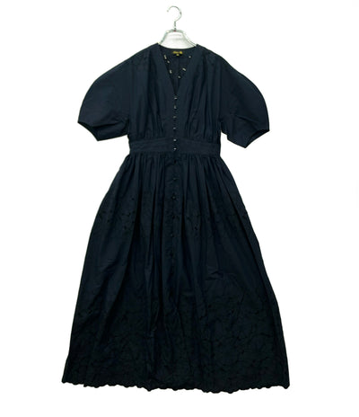 Drawer 半袖ワンピース 刺繍 フロントボタン レース ロング エンブロロングワンピース 6526-299-0990 レディース SIZE 36 (XS) ドゥロワー