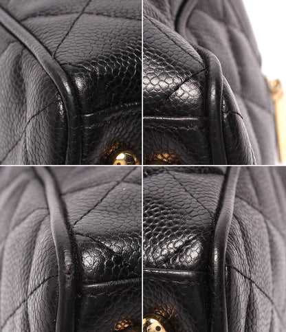 CHANEL ミニボストンバッグ ハンドバッグ マトラッセ ココマーク キャビアスキン ゴールド金具 レディース シャネル