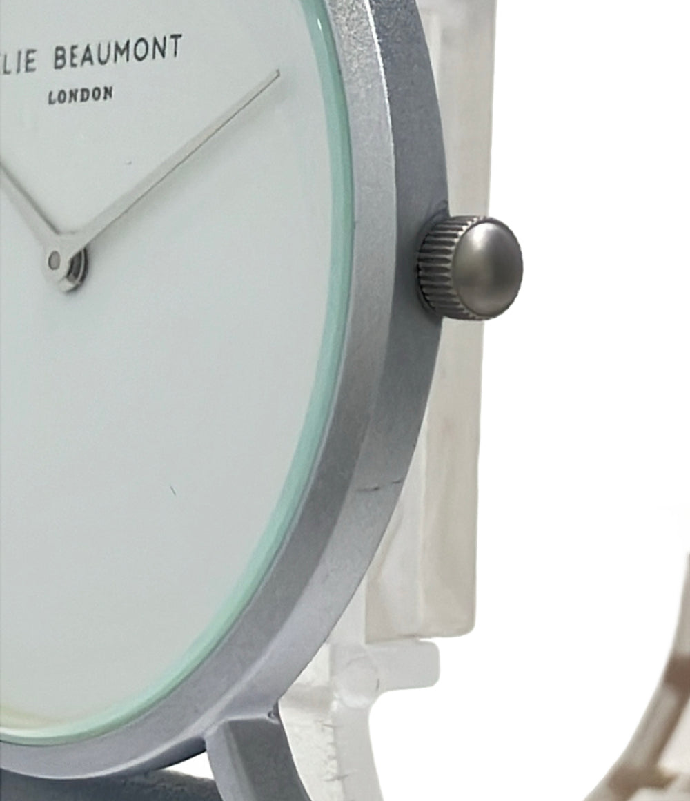 美品 ELIE BEAUMONT 腕時計 クオーツ ホワイト EB815 レディース エリービューモント