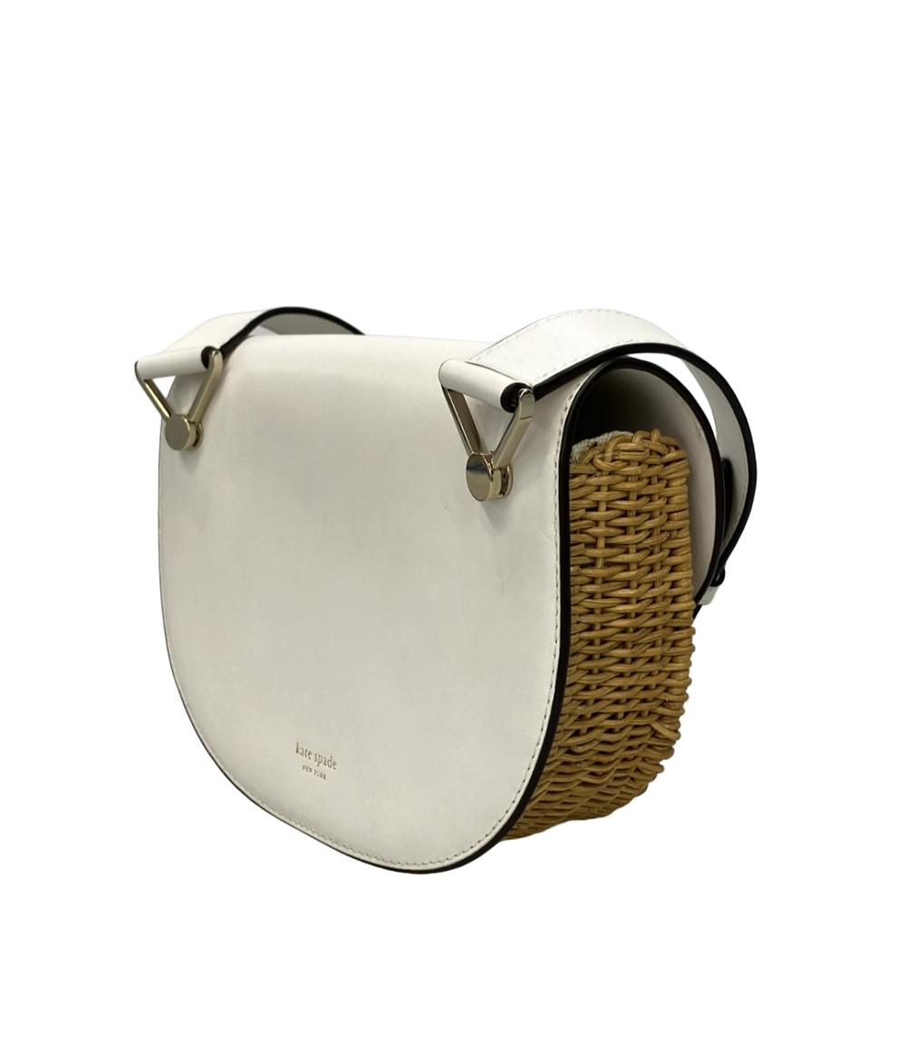美品 Kate Spade ショルダーバッグ 斜め掛け カゴバッグWhite and Brown Nicola Twistlock レディース ケイトスペード