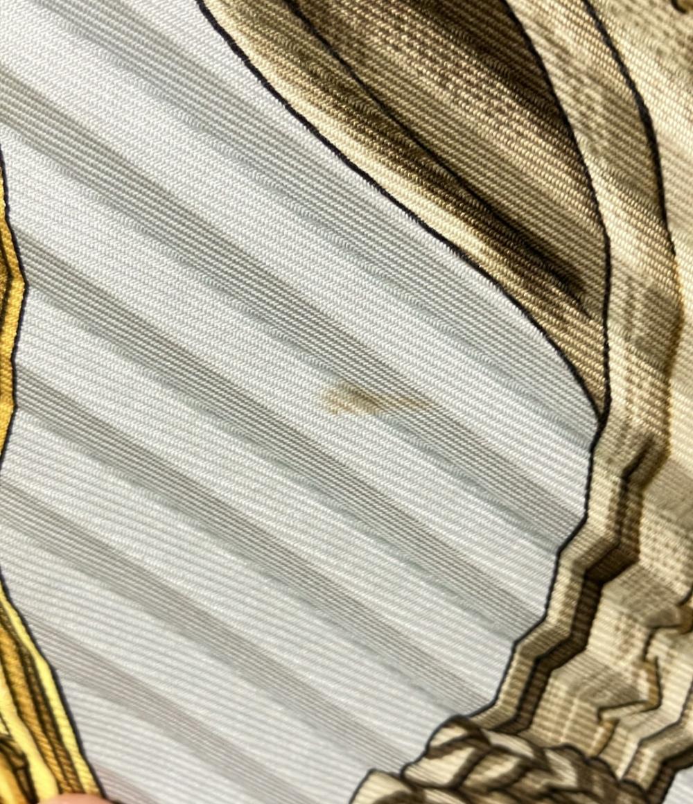 美品 エルメス プリーツスカーフ カレ90 シルク100% 鐙柄 馬具柄 ETRIERS レディース HERMES