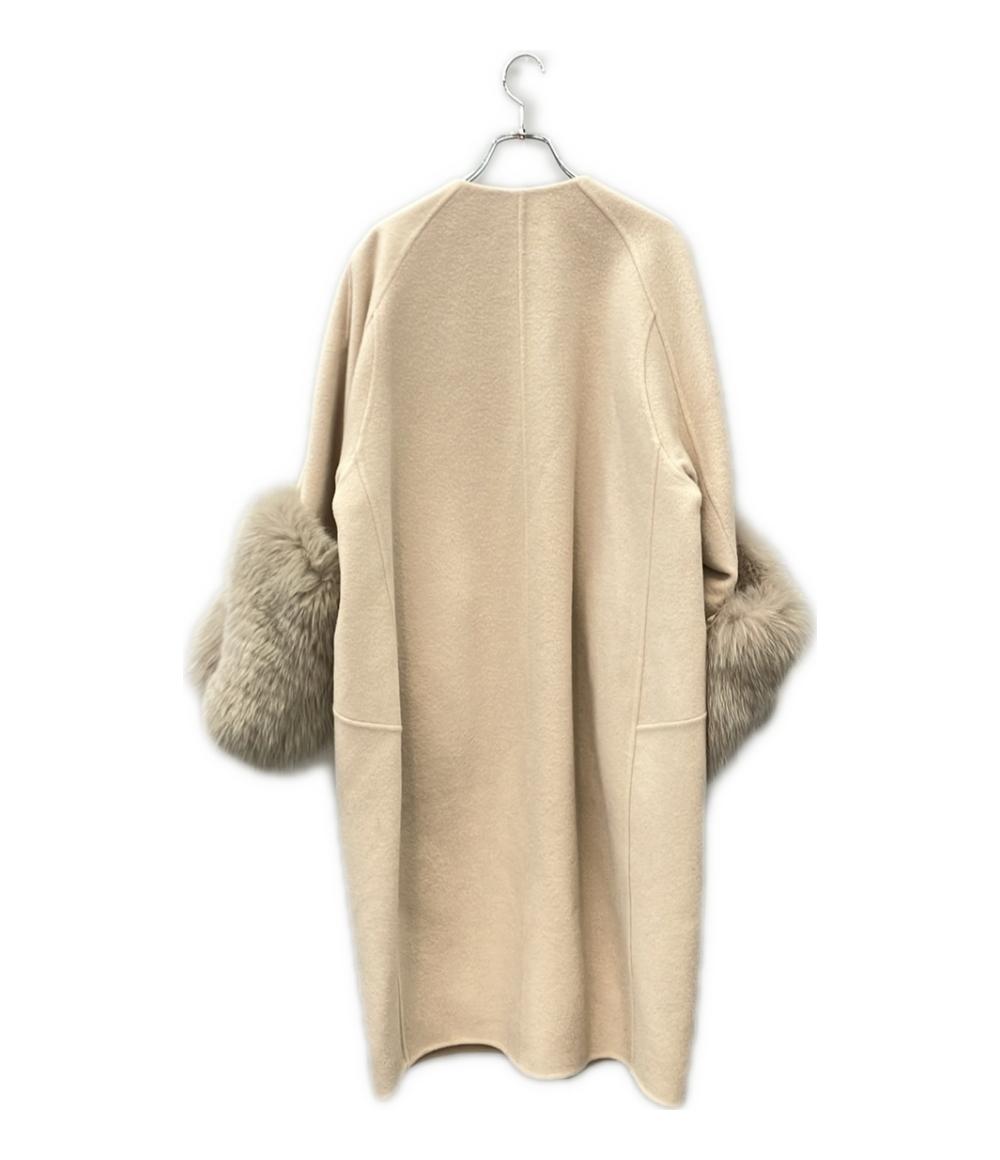 Drawer ウールケヌキファーカフスノーカラーコート レディース SIZE 38 (S) ドゥロワー