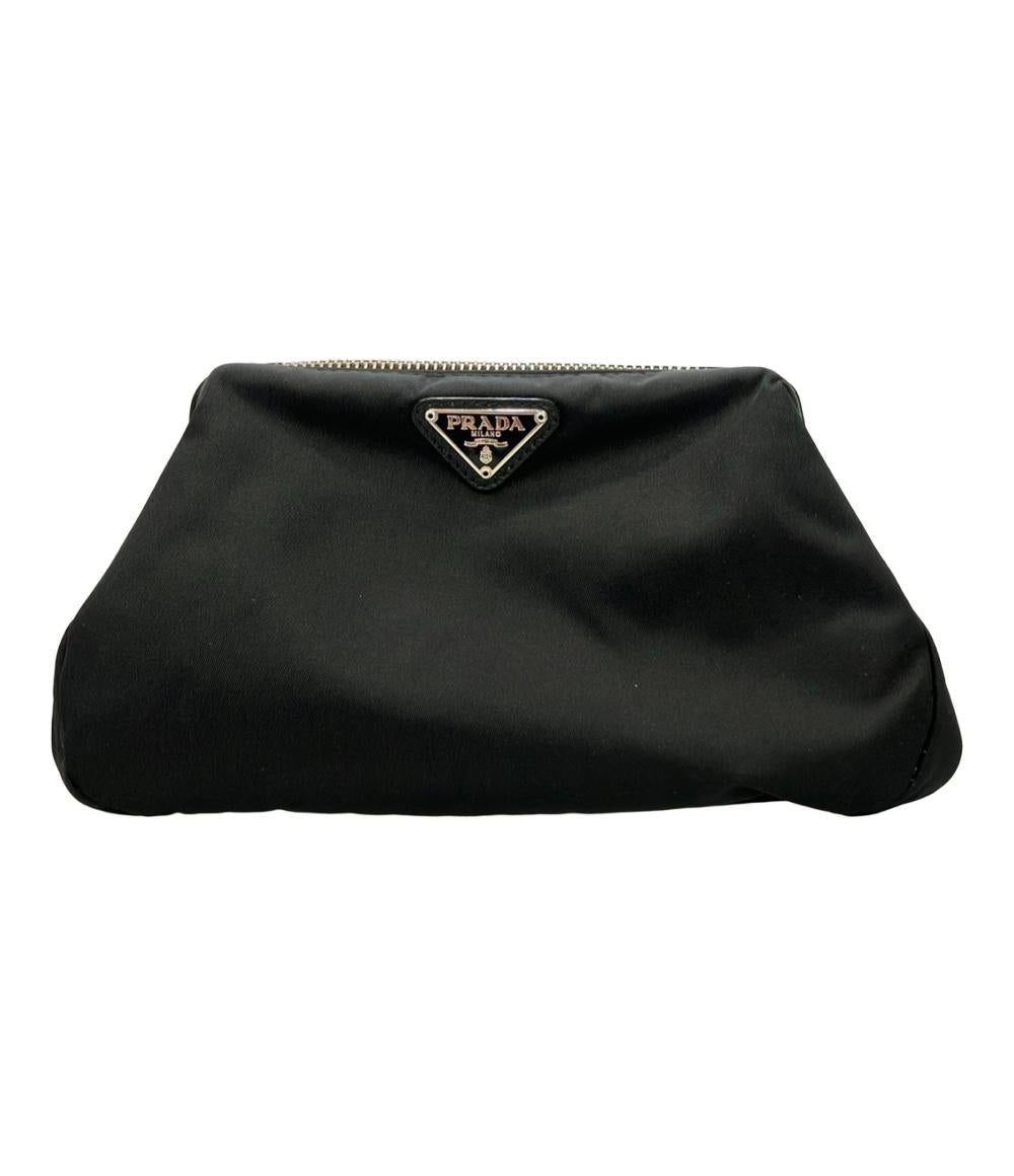 PRADA オリーブ ナイロン ポーチ 希少✨ PRADA プラダ アクセサリーポーチ グリーン系 三角ロゴ