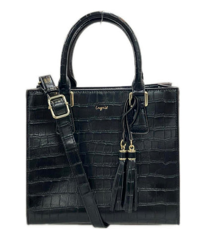 美品 アングリッド ハンドバッグ ショルダーバッグ 斜め掛け クロコ型押し レディース Ungrid