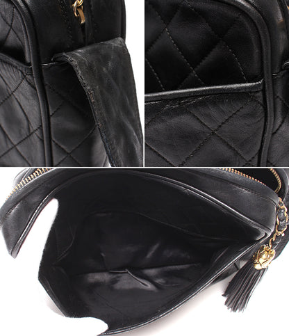 CHANEL ショルダーバッグ ラムスキン ゴールド金具 1番台 斜め掛け マトラッセ レディース シャネル