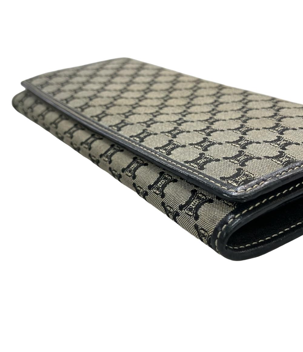 訳あり CELINE 二つ折り長財布 マカダム柄 キャンバスレザー レディース セリーヌ