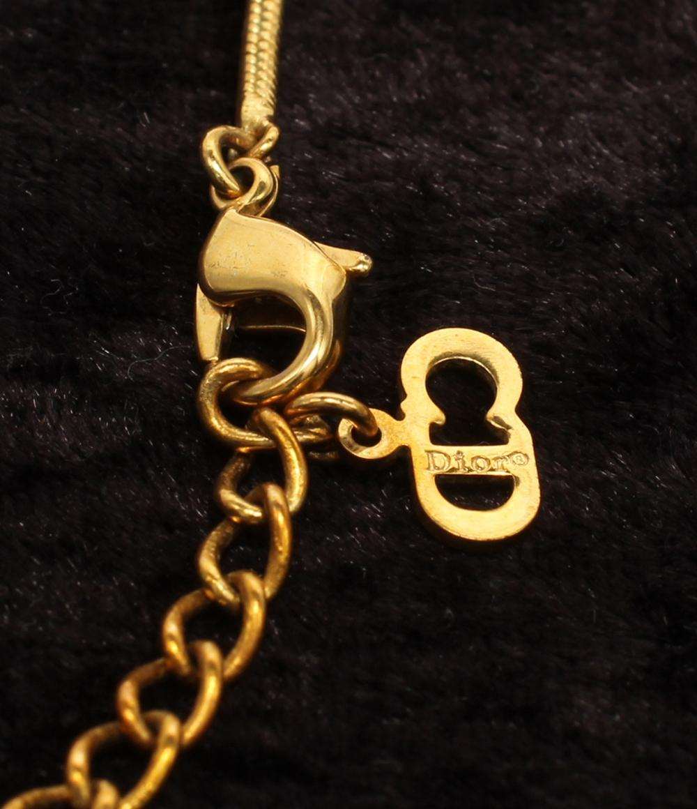 Christian Dior ネックレス トロッタープレート ロゴ ラインストーン レディース クリスチャンディオール