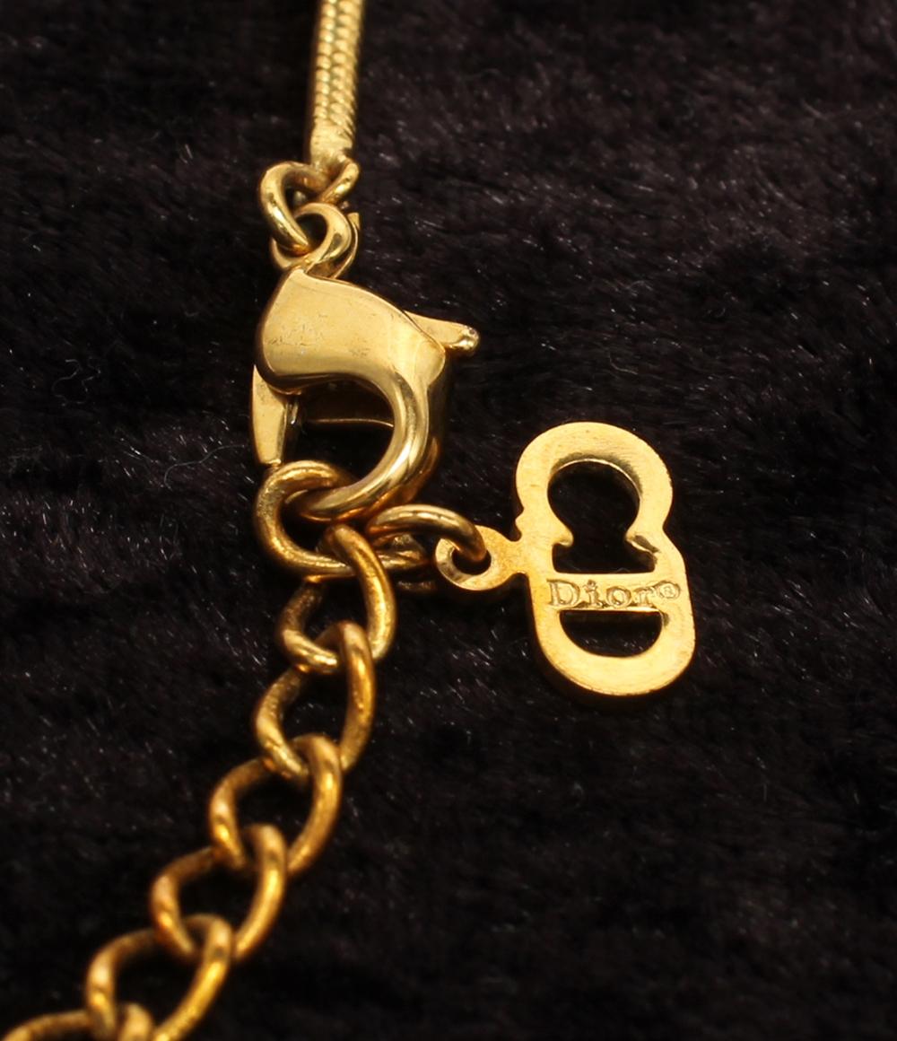Christian Dior ネックレス トロッタープレート ロゴ ラインストーン レディース クリスチャンディオール