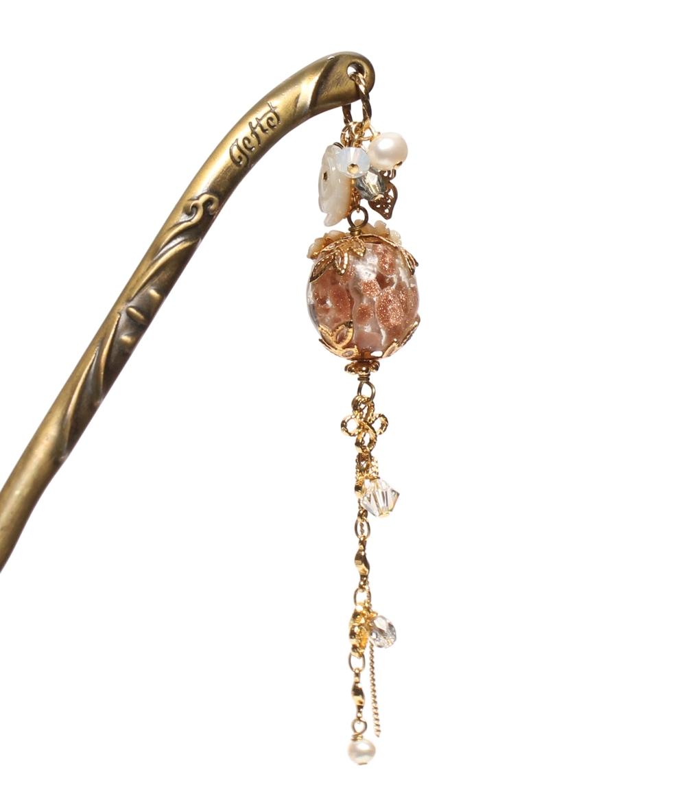 美品 かんざし 簪 ヘアアクセサリー 清水坂ガラス館 teftef 花 蝶 レディース