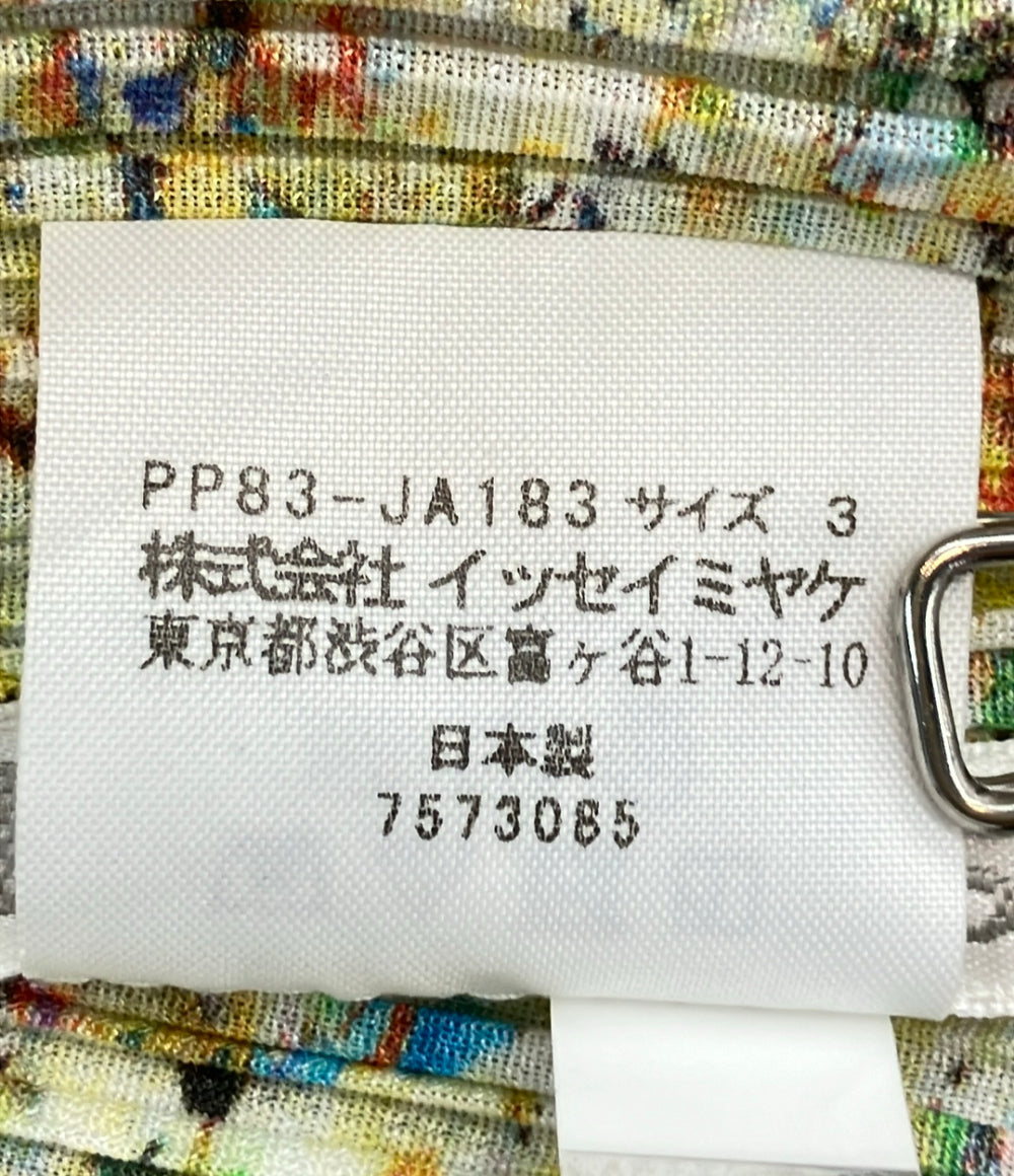 美品 PLEATS PLEASE コート 長袖 プリーツ フローラルマルチカラー 総柄 ポケット付き PP83-JA183 レディース SIZE 3 (L) プリーツプリーズ