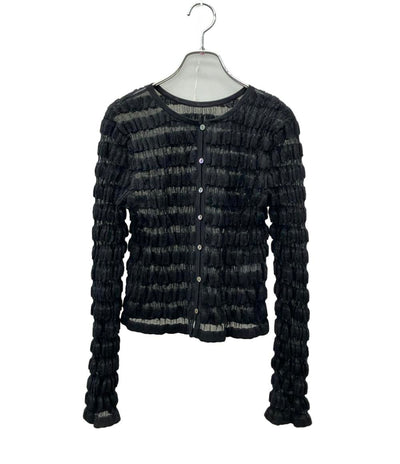 Whim Gazette 長袖カーディガン アンサンブル ブラック シアー  ブラック ボーダー WGZ1051105A0005 レディース SIZE F (M) ウィム ガゼット