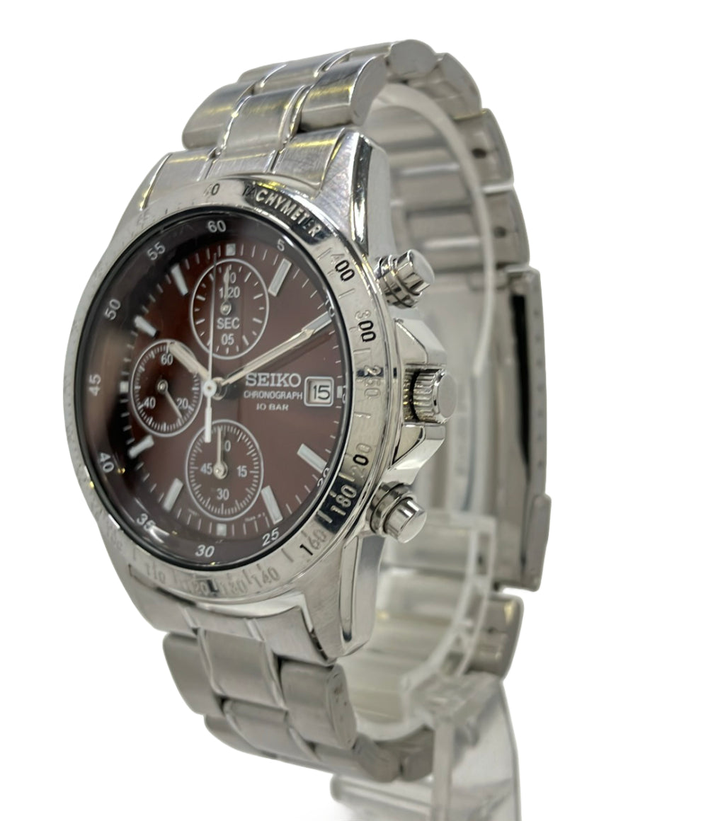 SEIKO 腕時計 クオーツ ブラウン 7T92-0DW0 メンズ セイコー