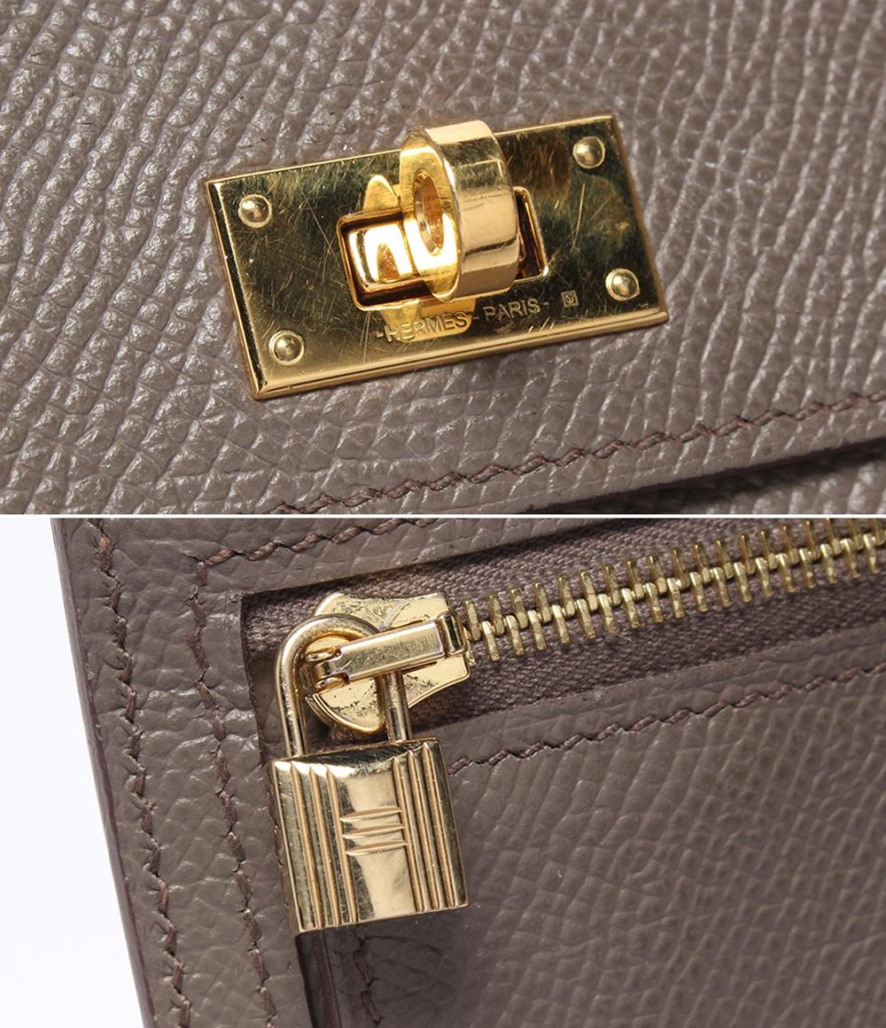 【中古】 HERMES エルメス ケリーポケット コンパクト ヴォーエプソン カードケース ケース ブラウン ゴールド金具 Z刻印 2021年製 カデナモチーフ 25023826 MK HERMES - 【中古】 HERMES エルメス ケリーポケット コンパクト ヴォー