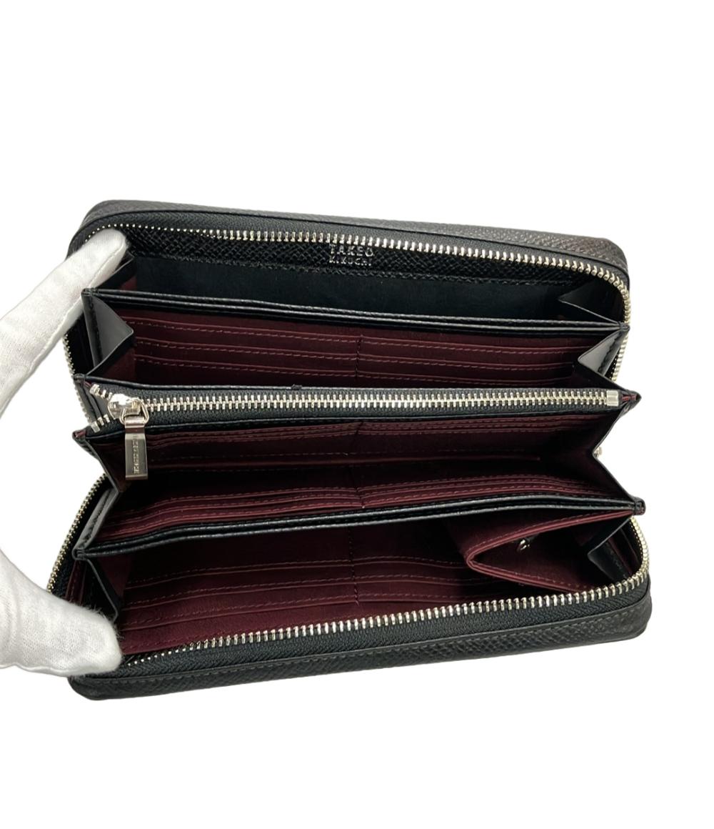 美品 TAKEO KIKUCHI ラウンドファスナー長財布 カラビナ付き メンズ タケオキクチ