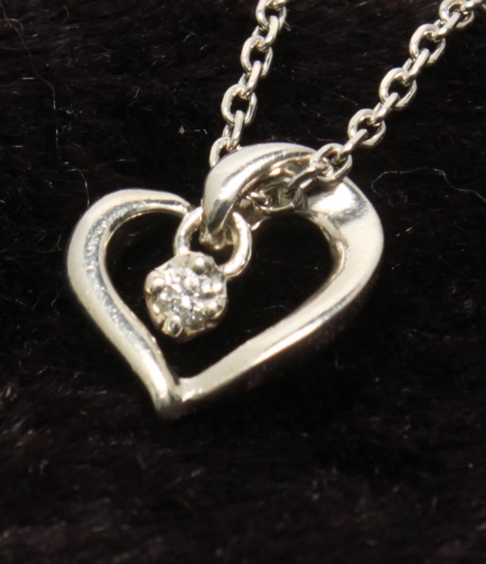美品 4℃ ネックレス SV ダイヤ 1P ハートモチーフ レディース ヨンドシー