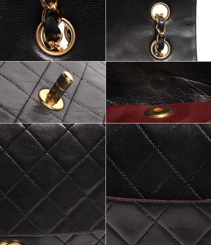 シャネル ダブルチェーンレザーショルダーバッグ ココマーク ゴールド金具 マトラッセ レディース CHANEL