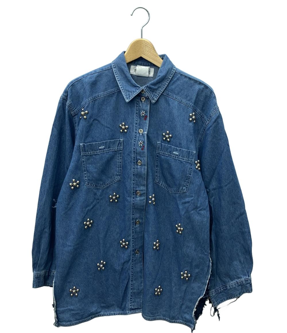 ディスカバード 長袖デニムシャツ ワンピース 花柄 ビジュー レディース SIZE F (M) DISCOVERED