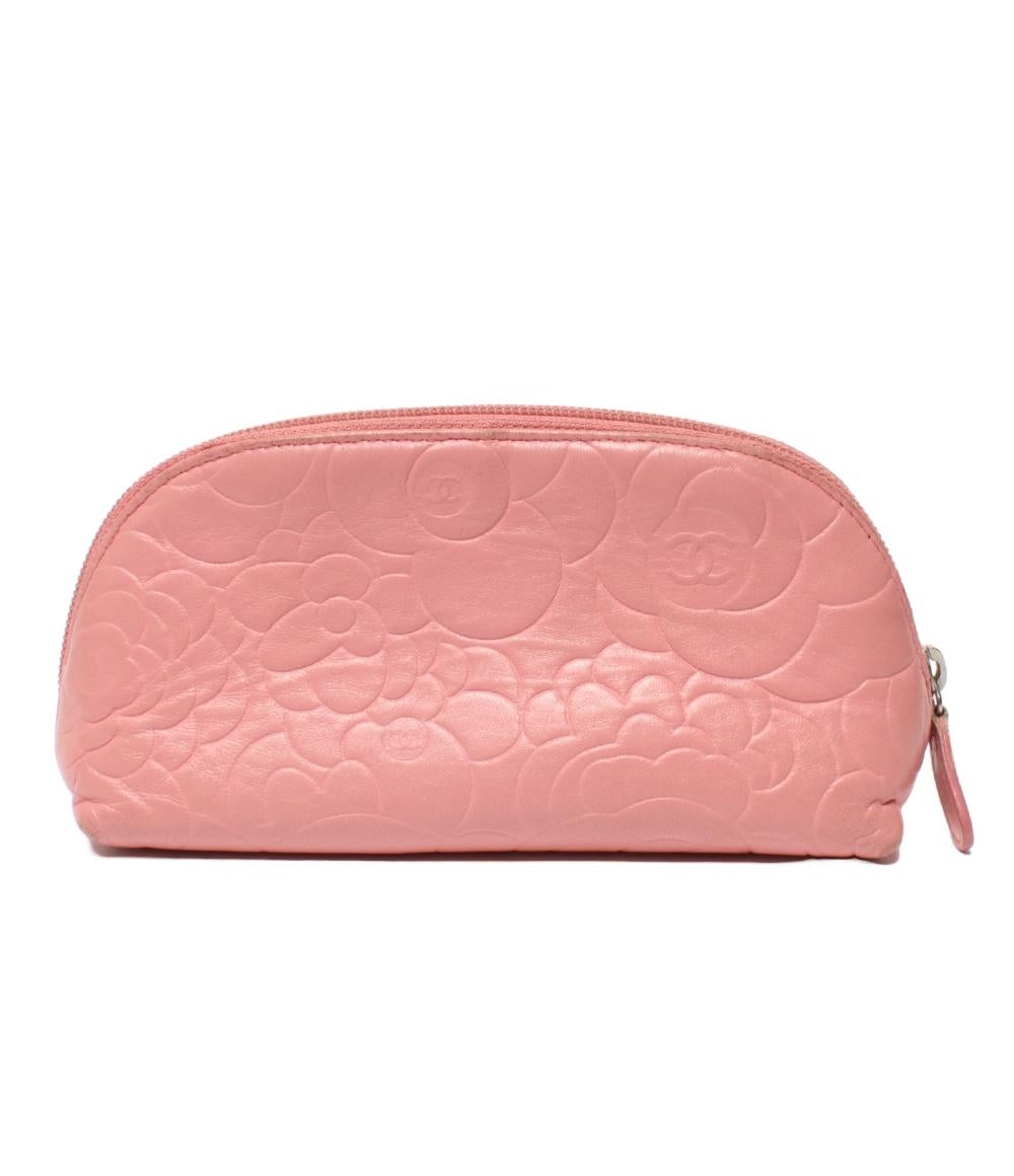 CHANEL ポーチ カメリア ラムスキン シルバー金具 レディース シャネル