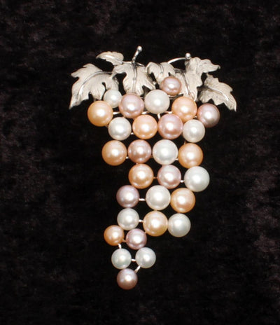 ブローチ SV925 淡水ボタンパール 7-9mm ブドウモチーフ レディース