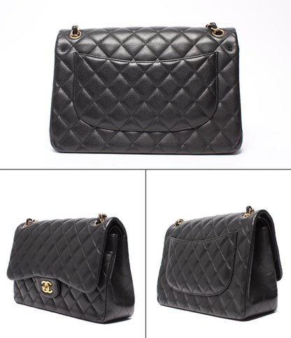CHANEL チェーンショルダーバッグ ダブルチェーン ダブルフラップ キャビアスキン 16番台 デカマトラッセ 30 レディース シャネル
