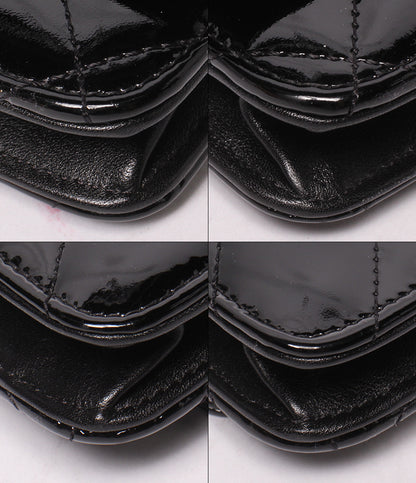 CHANEL チェーンウォレット ショルダーバッグ 斜め掛け シングルチェーン シングルフラップ シルバー金具 17番台 マトラッセ エナメル レディース