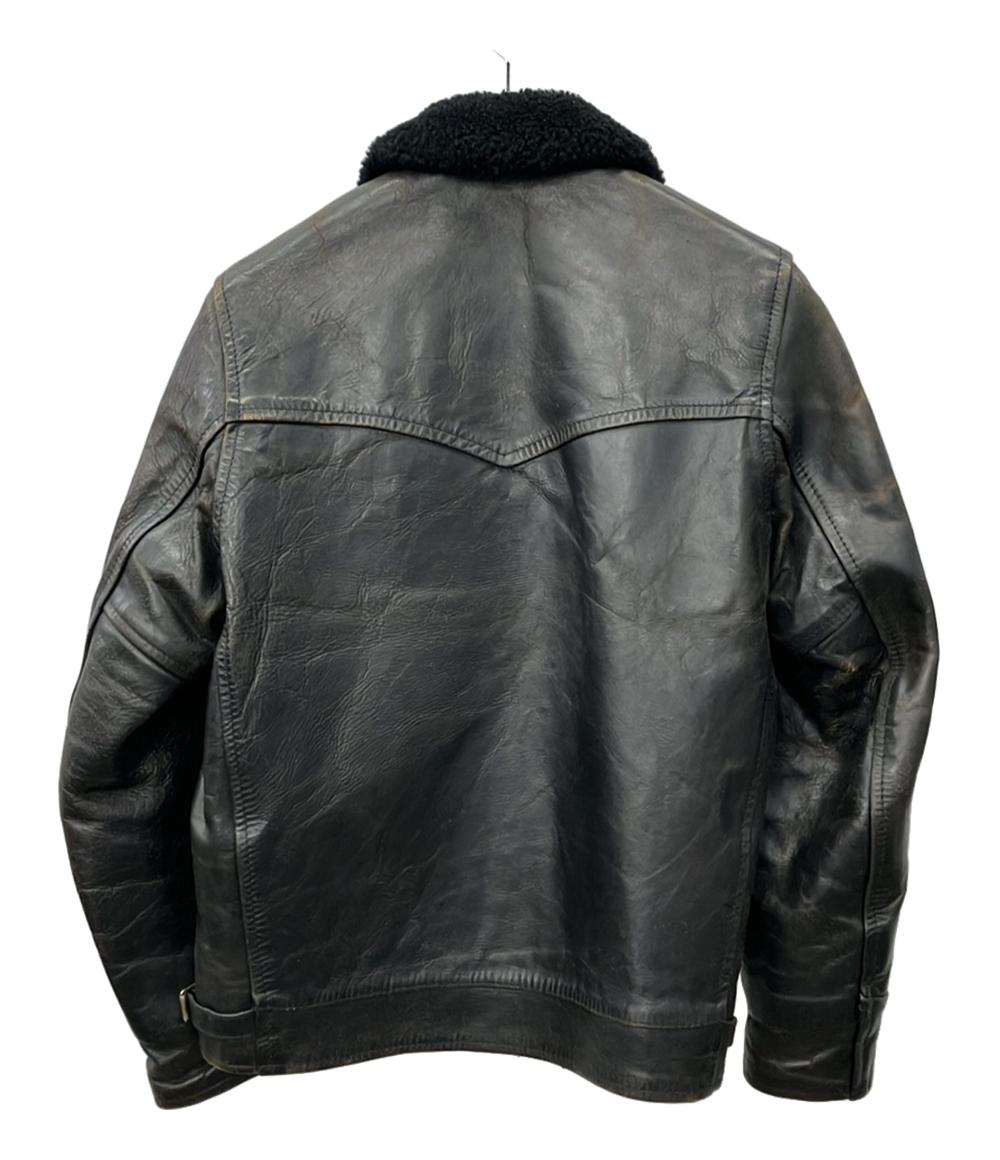 AERO LEATHER ブラック シングルライダースジャケット AERO LEATHER シングルライダース ライダースジャケット メンズ エアロ