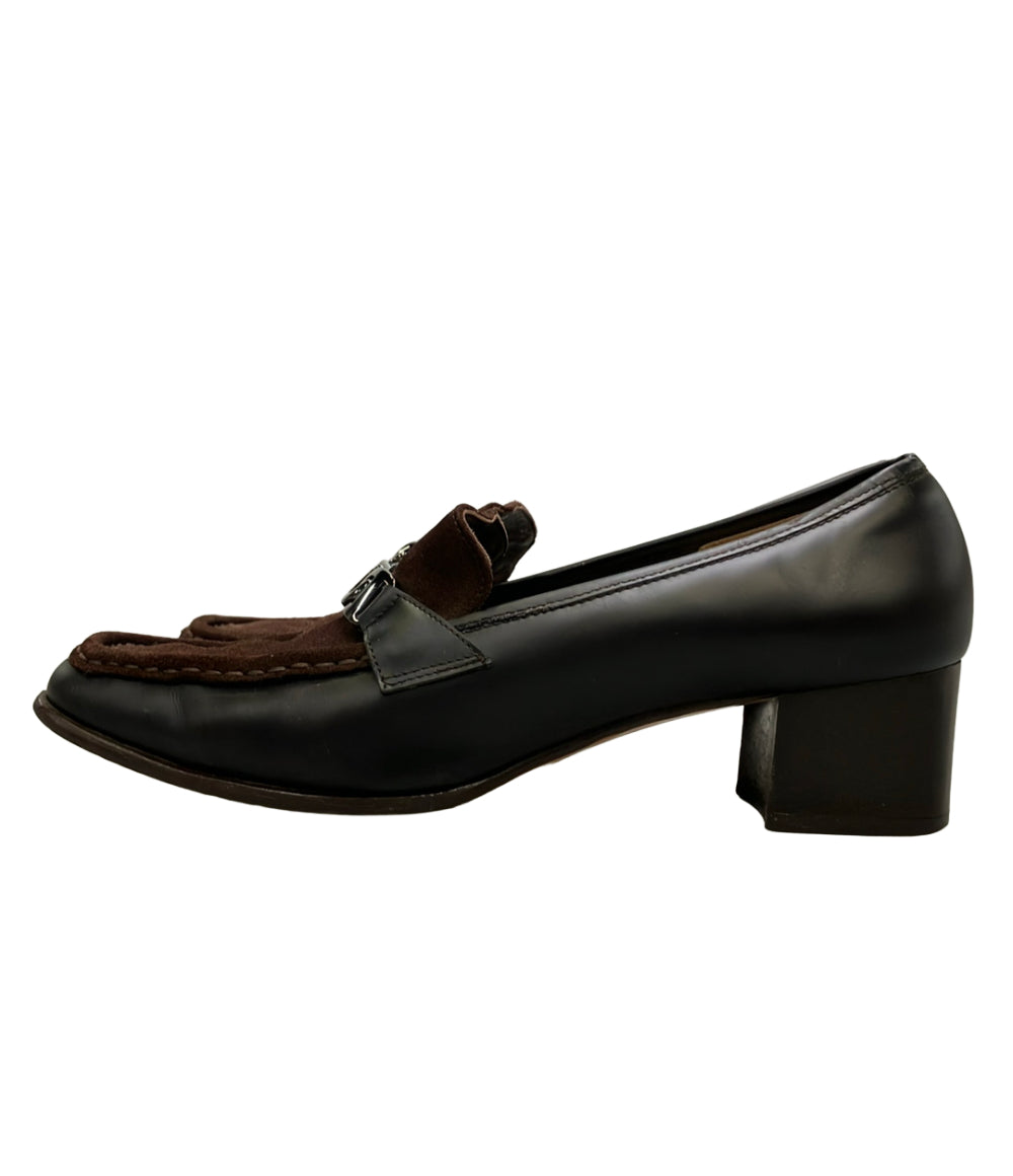 Salvatore Ferragamo ビット付きヒールローファー 79642 レディース SIZE 7 サルヴァトーレフェラガモ