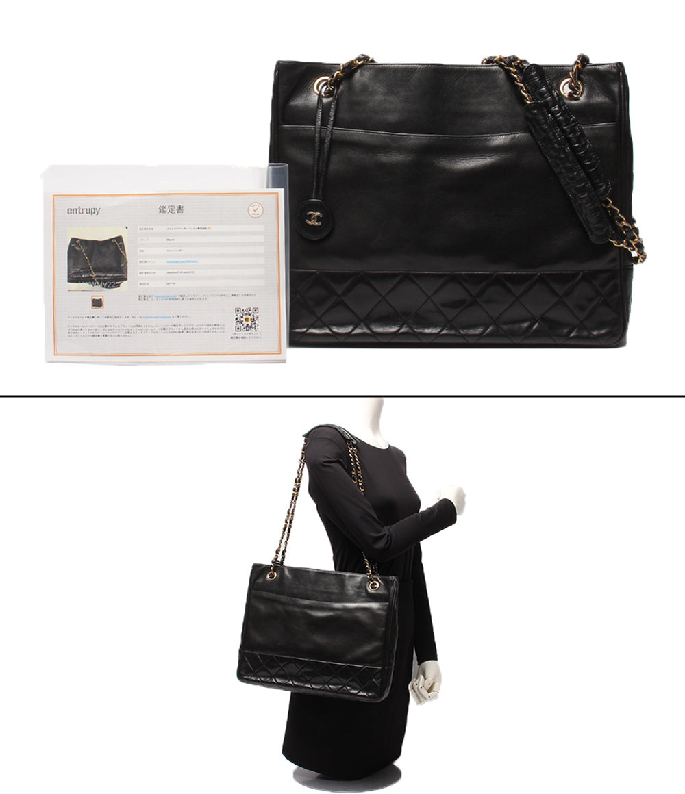 CHANEL チェーンショルダーバッグ トートバッグ ゴールド金具 ラムスキン 0番台 肩掛け マトラッセ レディース シャネル