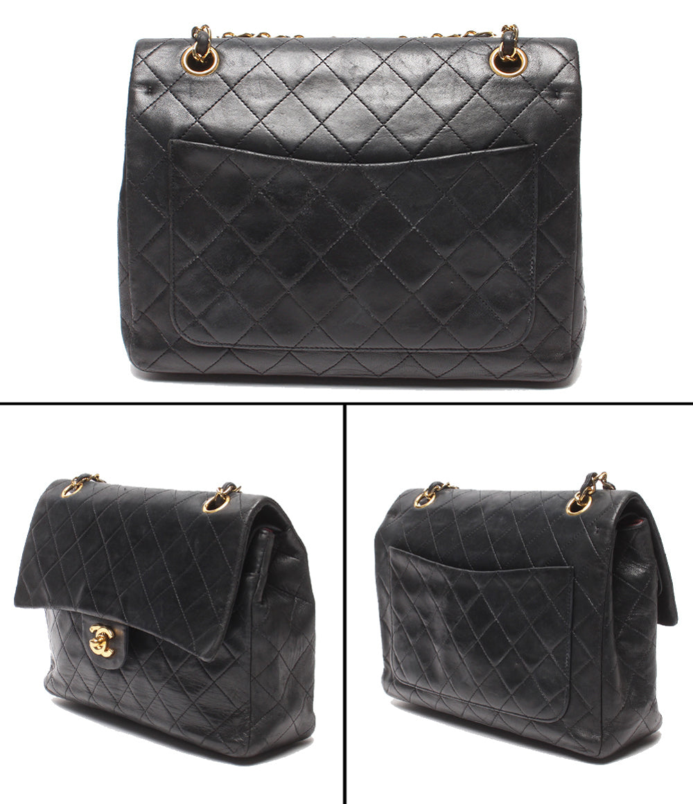 CHANEL チェーンショルダーバッグ 肩掛け ゴールド金具 マトラッセ25 ラムスキン ダブルチェーン ダブルフラップ 1番台 レディース シャネル