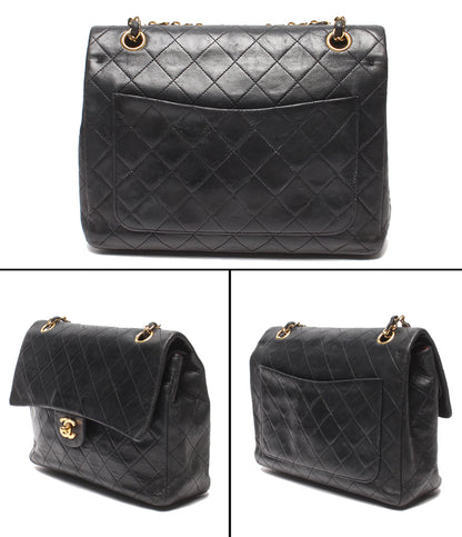 CHANEL チェーンショルダーバッグ 肩掛け ゴールド金具 マトラッセ25 ラムスキン ダブルチェーン ダブルフラップ 1番台 レディース シャネル