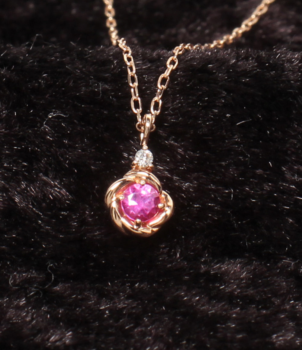 美品 MAISON JEWEL Disney ネックレス K10 ピンクサファイア ダイヤ レディース メゾン ジュエル