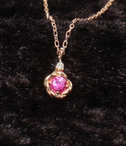 美品 MAISON JEWEL Disney ネックレス K10 ピンクサファイア ダイヤ レディース メゾン ジュエル