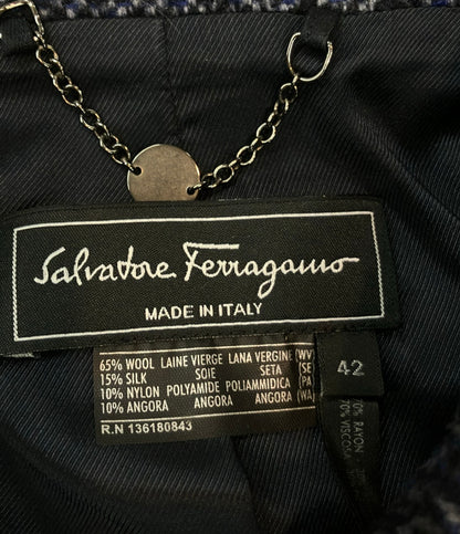Salvatore Ferragamo ジャケット ツイード コサージュ付き レディース SIZE 42 (M) サルヴァトーレフェラガモ