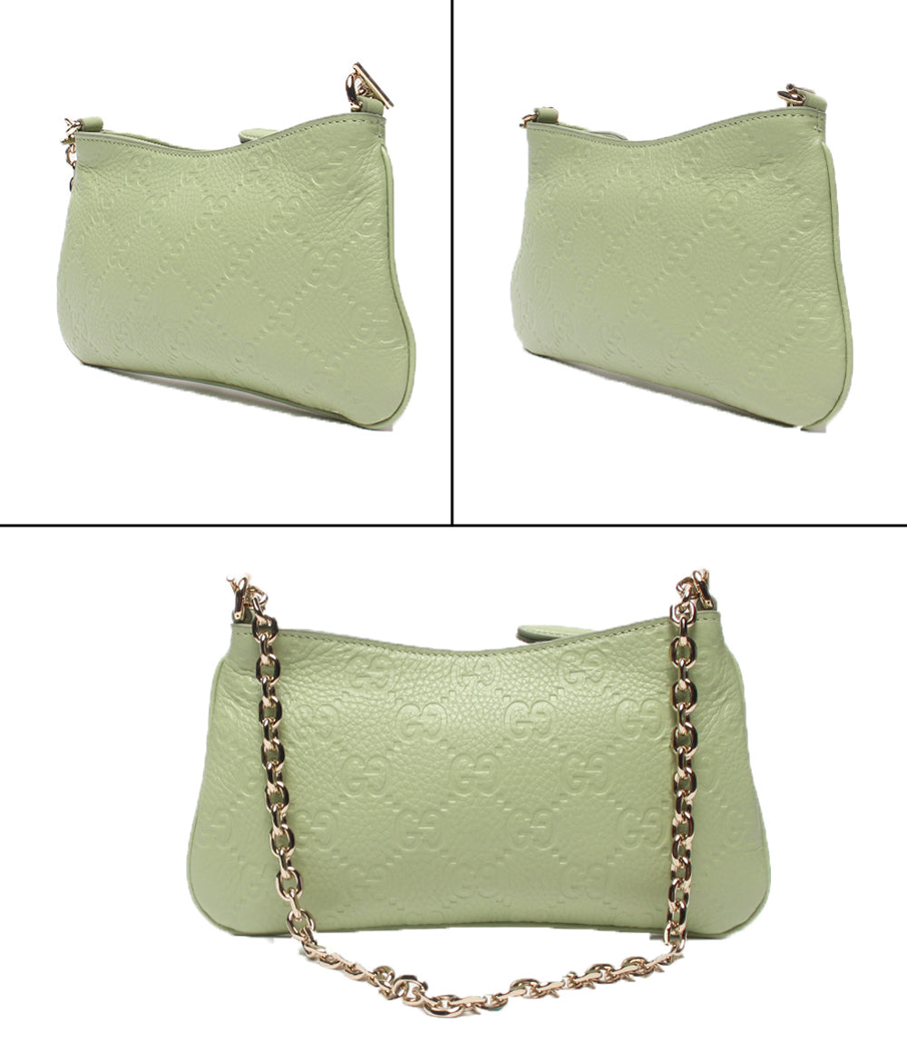 美品 GUCCI チェーンショルダーバッグ 肩掛け 斜め掛け シマ 815278 0416 レディース グッチ