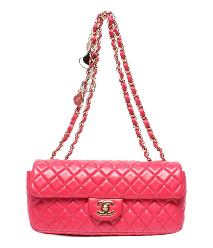 CHANEL チェーンショルダーバッグ バレンタイン限定 ダブルチェーン ゴールド金具 ココマーク チャーム付き マトラッセ25 レディース シャネル