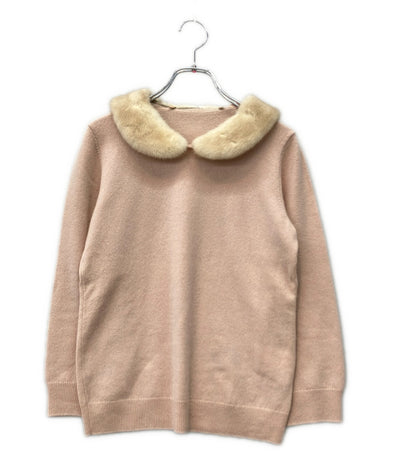 美品 FOXEY 長袖 ニット ミンク襟付き 36169-KATFG10MKN レディース SIZE 38 (S) フォクシー