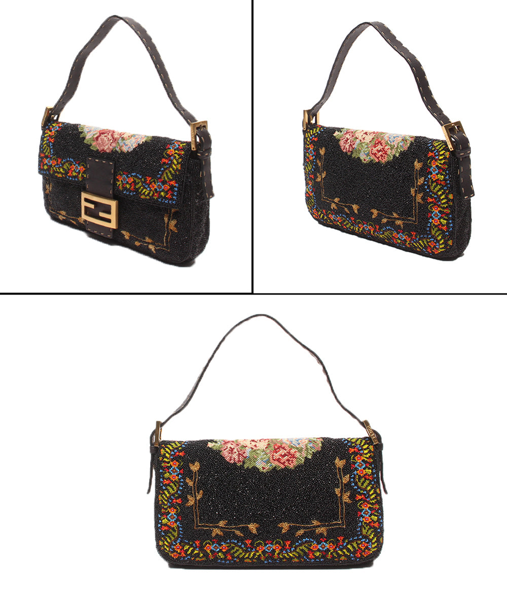 FENDI ハンドバッグ ショルダーバッグ 肩掛け フラワー刺繍 総ビーズ マンマバケット レディース フェンディ