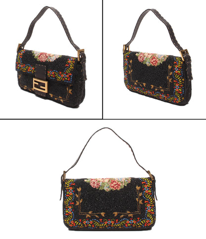 FENDI ハンドバッグ ショルダーバッグ 肩掛け フラワー刺繍 総ビーズ マンマバケット レディース フェンディ