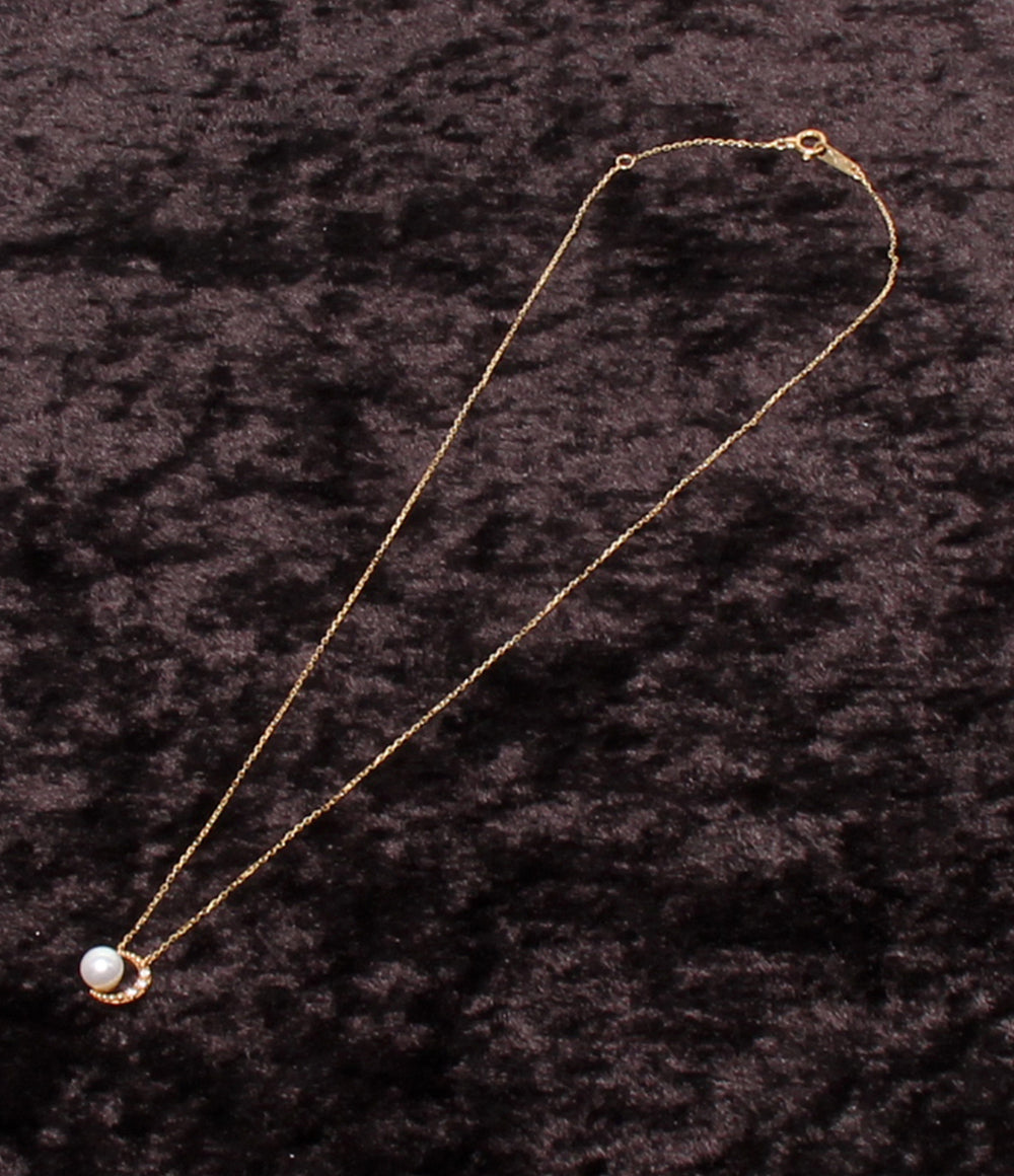 美品 VENDOME AOYAMA ネックレス K10 淡水パール ダイヤ 0.02ct レディース ヴァンドームアオヤマ