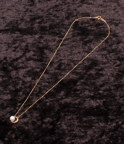 美品 VENDOME AOYAMA ネックレス K10 淡水パール ダイヤ 0.02ct レディース ヴァンドームアオヤマ