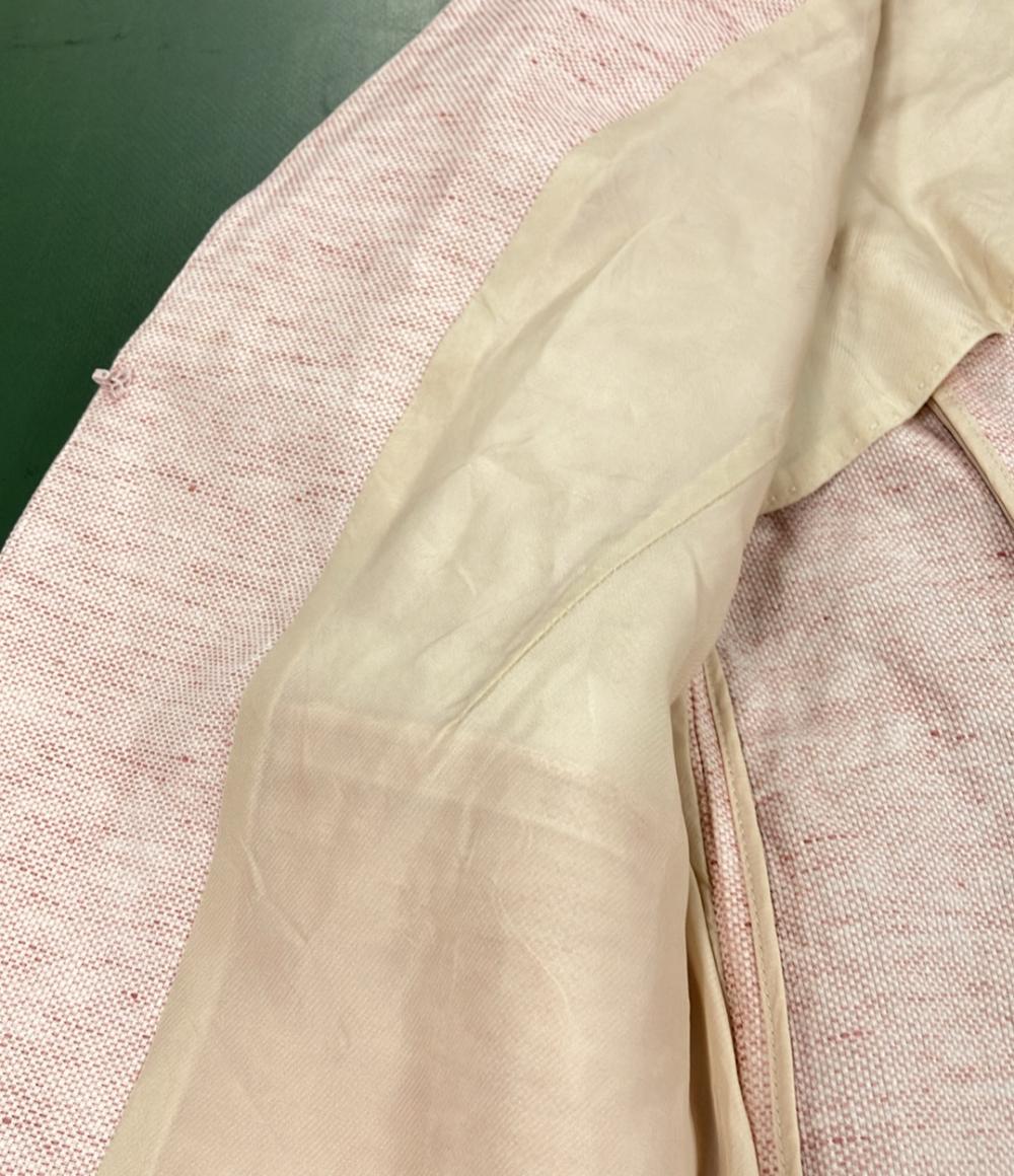 美品 シップス リネン混ノーカラーショートジャケット バックスリットスカート セットアップスーツ レディース SIZE 上36下38 SHIPS