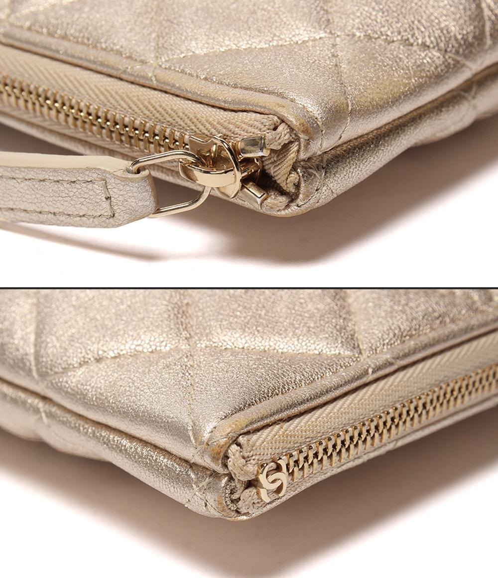 美品 CHANEL クラッチバッグ マトラッセ ラムスキン ゴールド金具