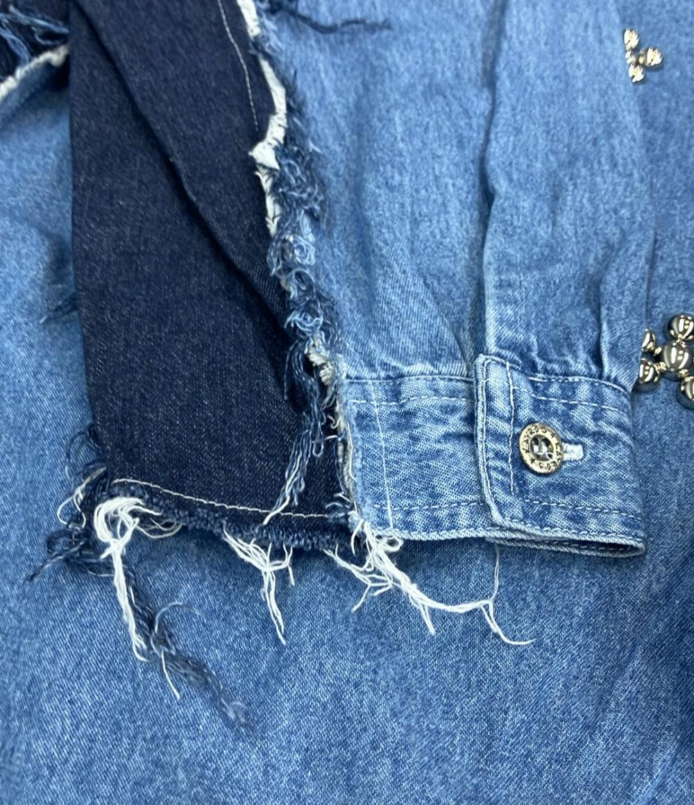 ディスカバード 長袖デニムシャツ ワンピース 花柄 ビジュー レディース SIZE F (M) DISCOVERED