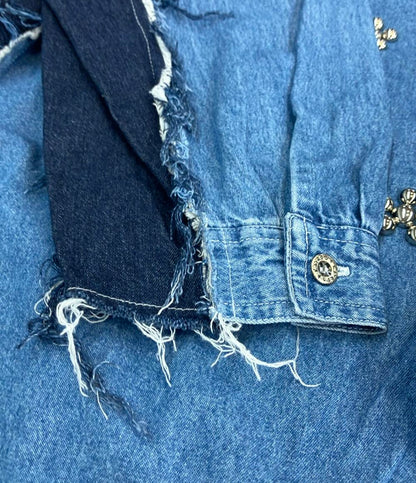 ディスカバード 長袖デニムシャツ ワンピース 花柄 ビジュー レディース SIZE F (M) DISCOVERED