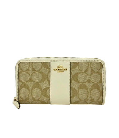 美品 コーチ ラウンドファスナー長財布 シグネチャー レディース COACH