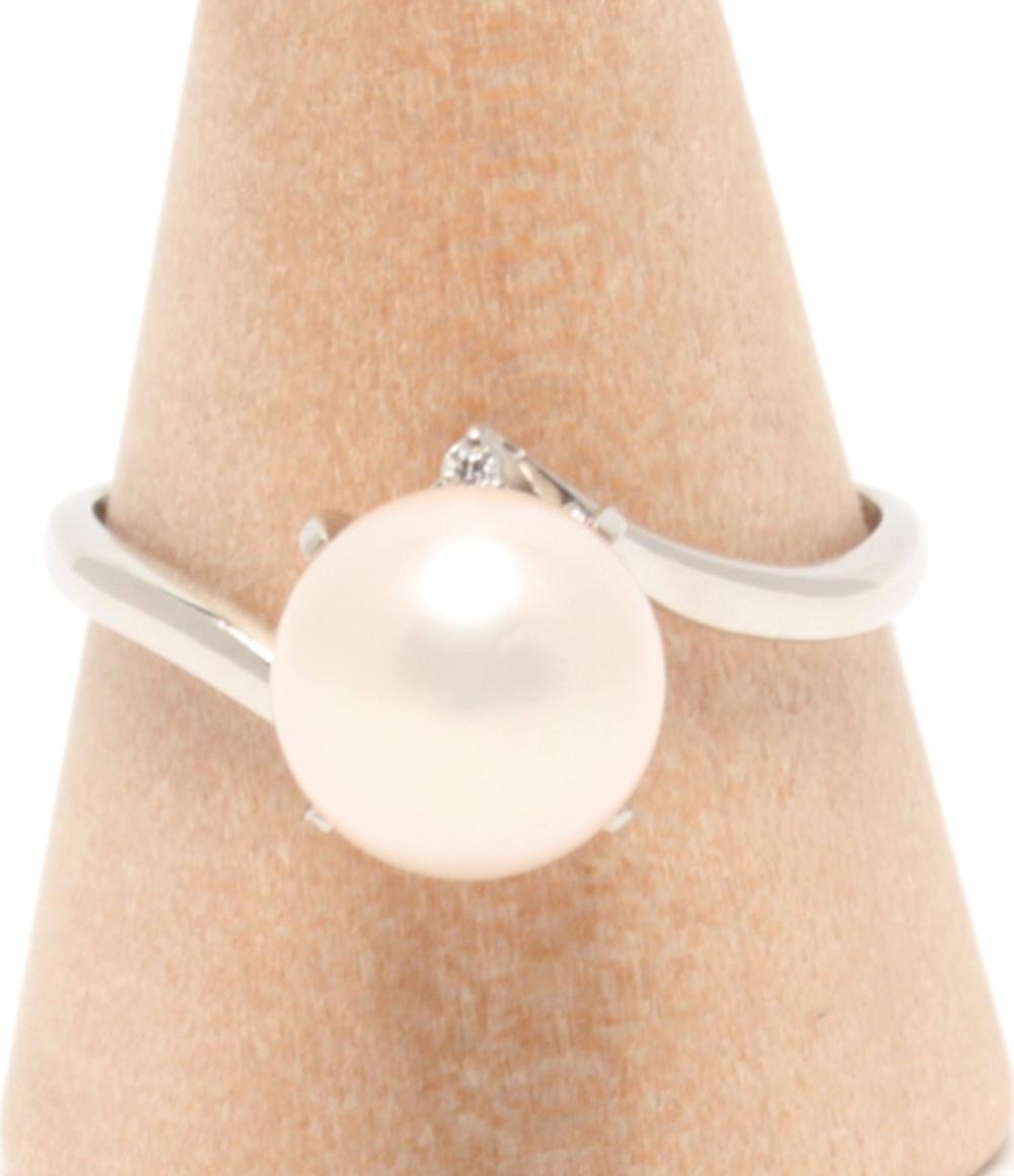 美品 リング 指輪 Pt900 パール 8.5mm ダイヤ 0.02ct レディース SIZE 19号