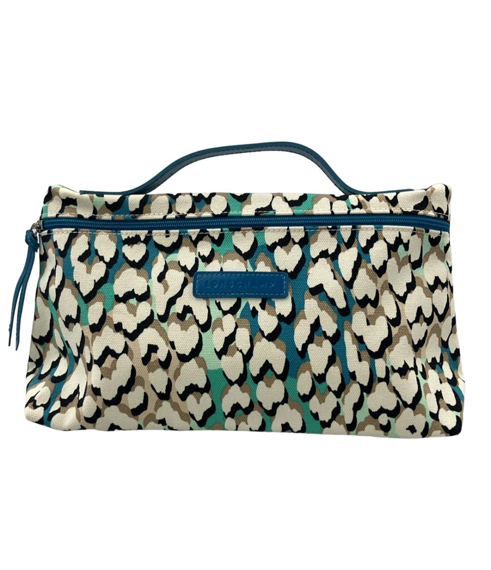 LONGCHAMP ポーチバッグ キャンパス レオパード柄 レディース ロンシャン