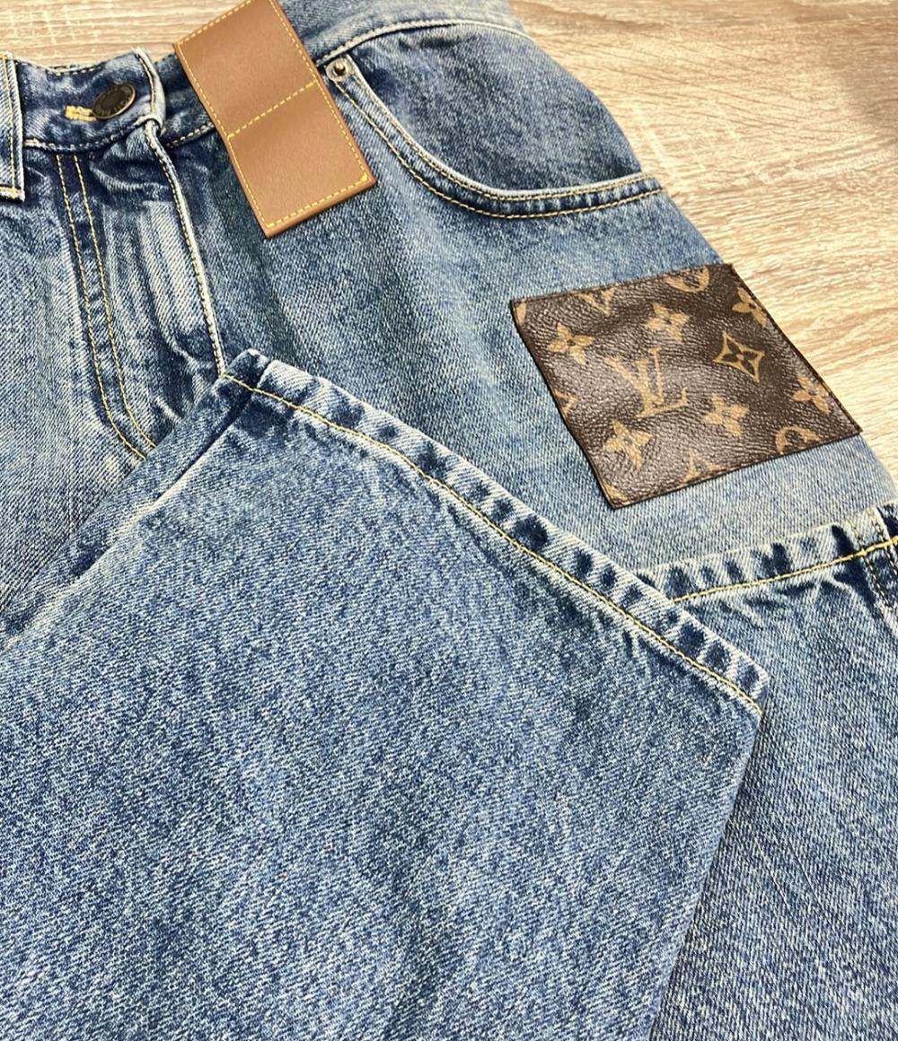 LOUIS VUITTON デニムパンツ モノグラム レザー パッチ RW241WW GM1 FQPA41 レディース SIZE 34 (S) ルイ・ヴィトン