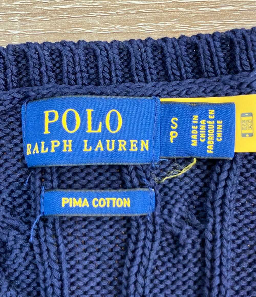 POLO RALPH LAUREN 長袖ニット ネイビー ビーデッド ポニー ケーブル インポート レディース SIZE SP (M) ポロ・ラルフローレン